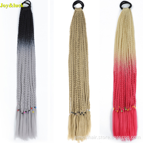 Wholesale Price Wig Synthetic Crochet Braided Hair Extensions 24 Inch 12 Roots color Rubber Band Women Braids Ponytail Wigs